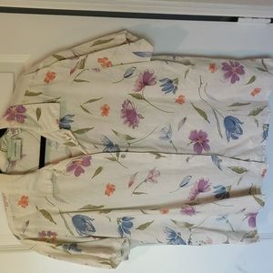 Linen Blend Floral Button Down